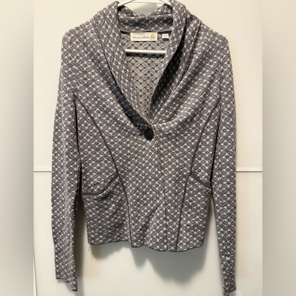 Anthropologie Charcoal Geometric Soft Blazer Cardigan